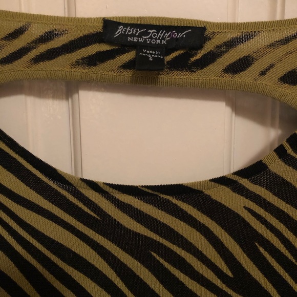 Betsey Johnson sexy green zebra stripe Dress sz S - Picture 7 of 8
